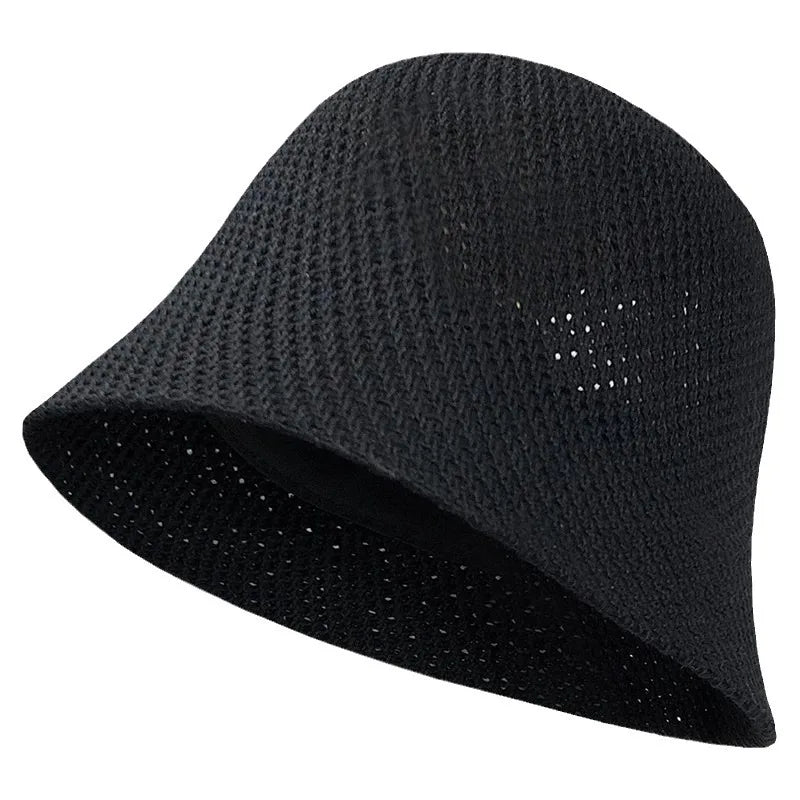 New Summer Beach Solid Wide Brim Bucket Hat For Women