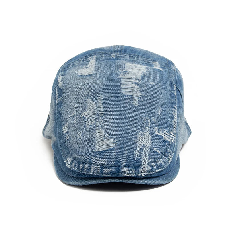 Fashion Men Ripped Denim Beret Women Summer Berets