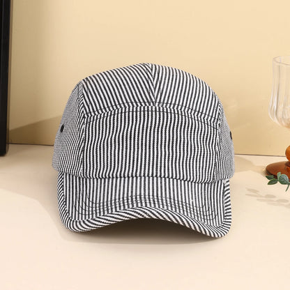 Korean Minimalist Striped Baseball Cap Street Fashion Brand Hip Hop Flat Brimmed Cap
