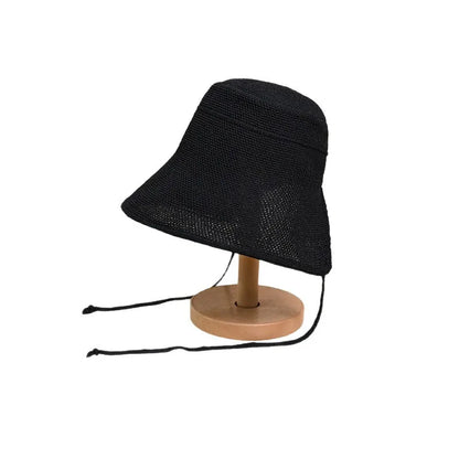 Women Paper Straw Bucket Hat Large Brim UV Protection Sun Hat