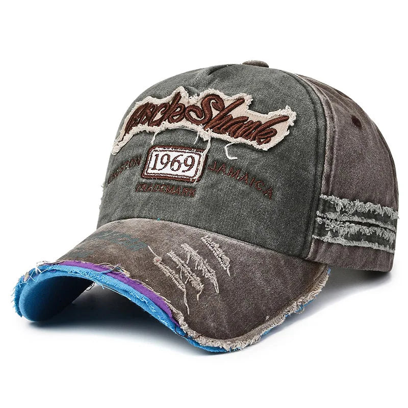 New Retro Old Caps For Men Embroidered Letter Baseball 1969 Edged Caps