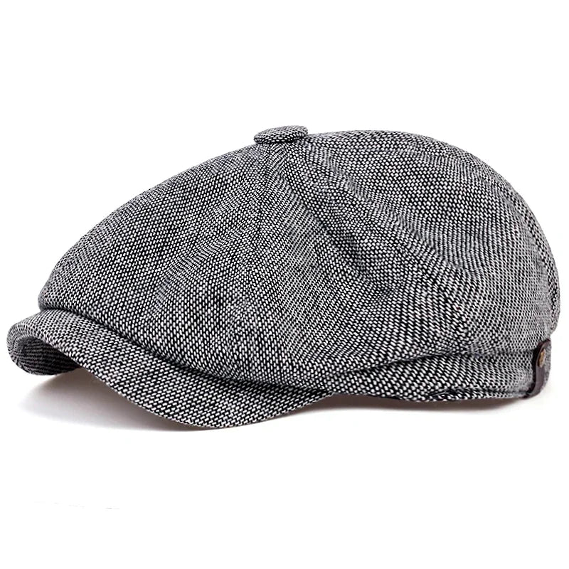 Men Casual Newsboy Hat Peaky Spring Autumn Diamond Check Retro Beret Hat