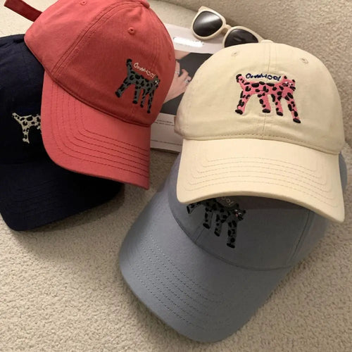 Retro Embroidered Embroidery Baseball Cap Spotted Cat Peaked Cap