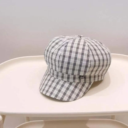 2026 New Vintage Plaid Octagonal Beret Hat Women
