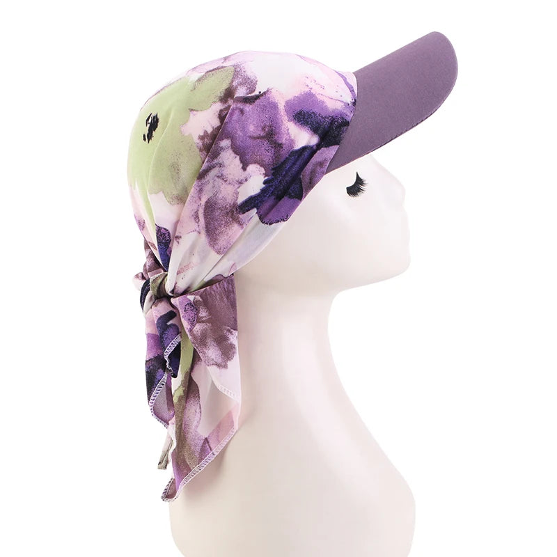 Women Print Hijab Caps Baseball Caps