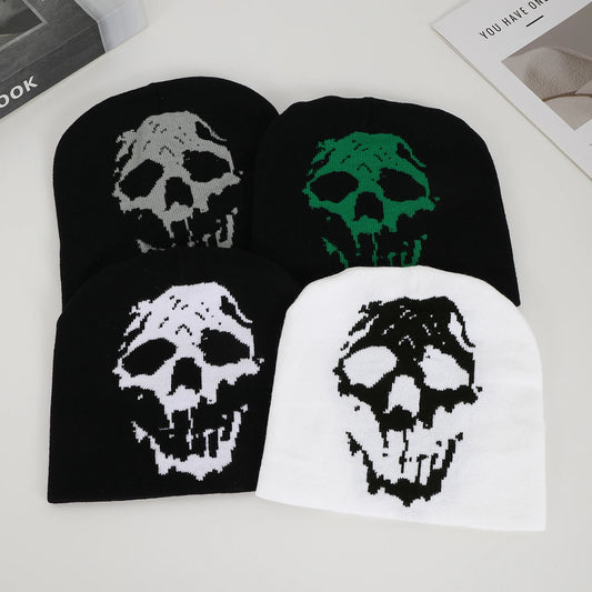 European And American Style Trendy Skull Jacquard Knitted Hat