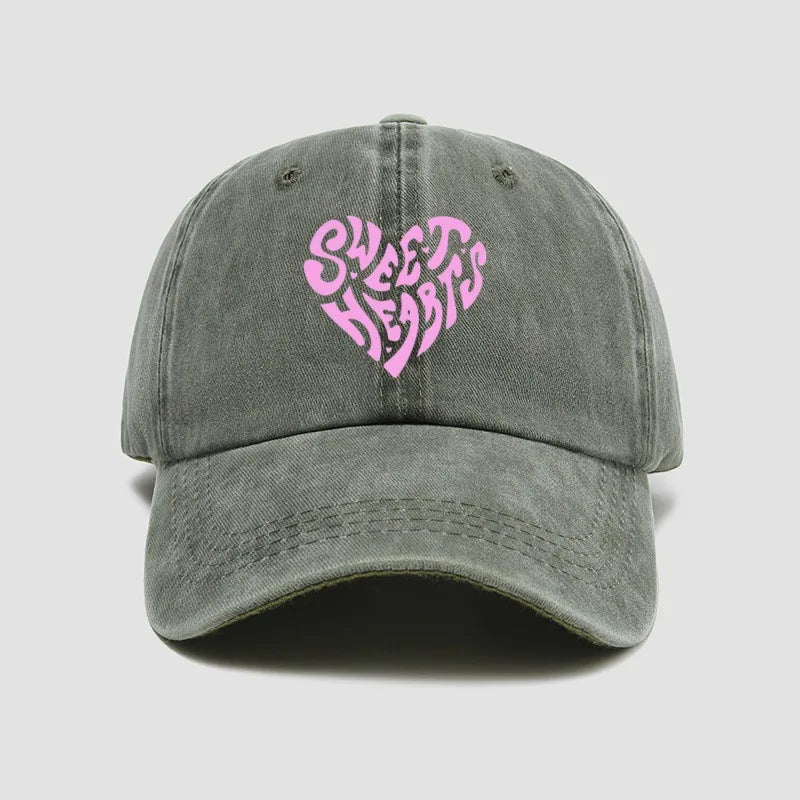 Pink Heart-Shaped Letter Printed Baseball Cap