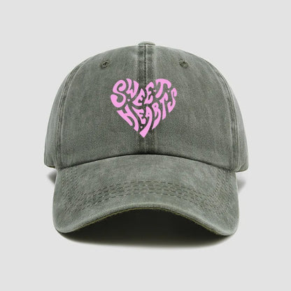 Pink Heart-Shaped Letter Printed Baseball Cap
