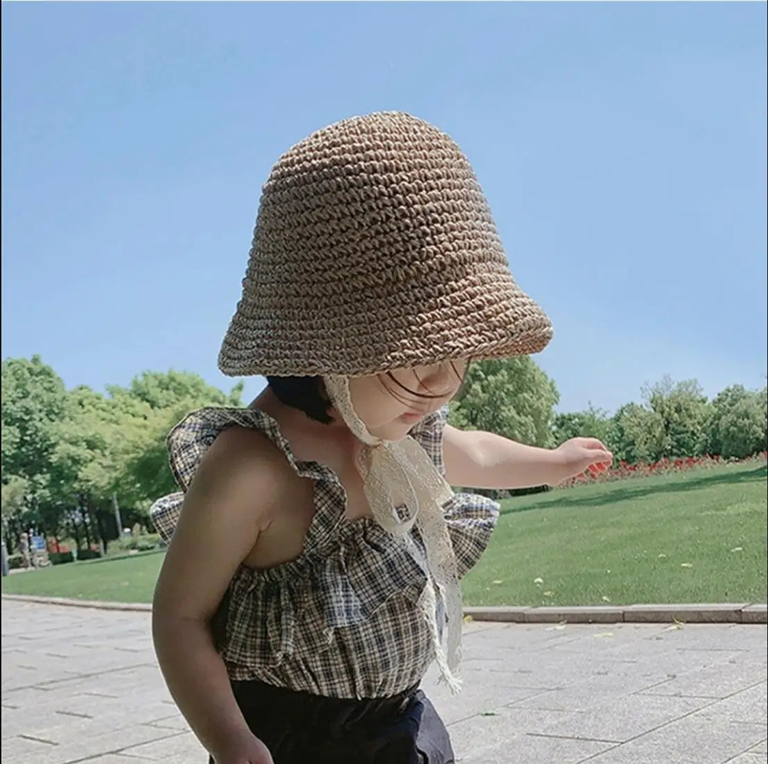 Fashion Lace Baby Hats Summer Baby Girl Bow Straw Hat