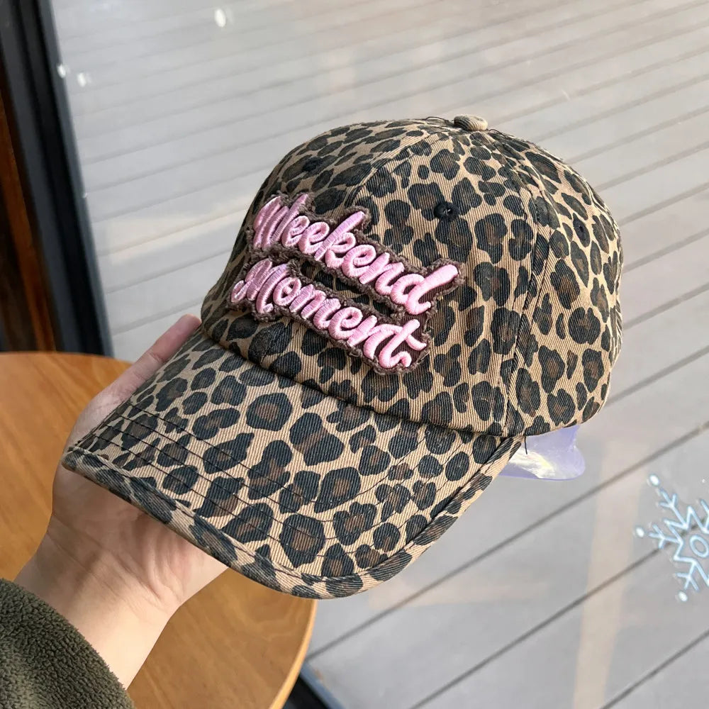 Y2K Retro Leopard Print Fisherman Hat Baseball Cap