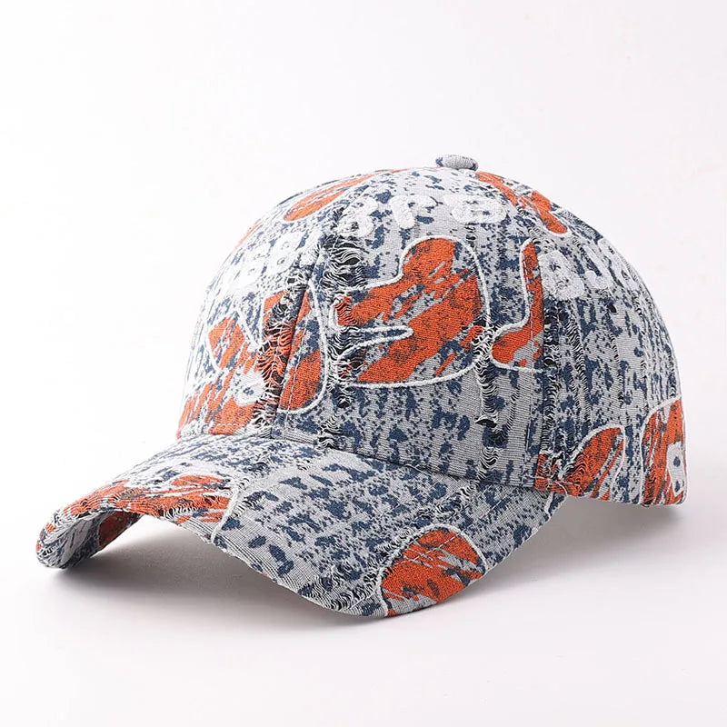 Large Letter Graffiti Printed Fringed Baseball Cap Both Suitable For Music Festivals