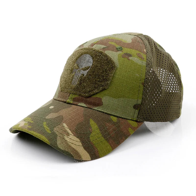 2024 New Summer Camouflage Skull Baseball Mesh Cap