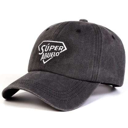 Unisex Super Abuelo Letter Embroidery Wash Baseball Caps Spring Autumn