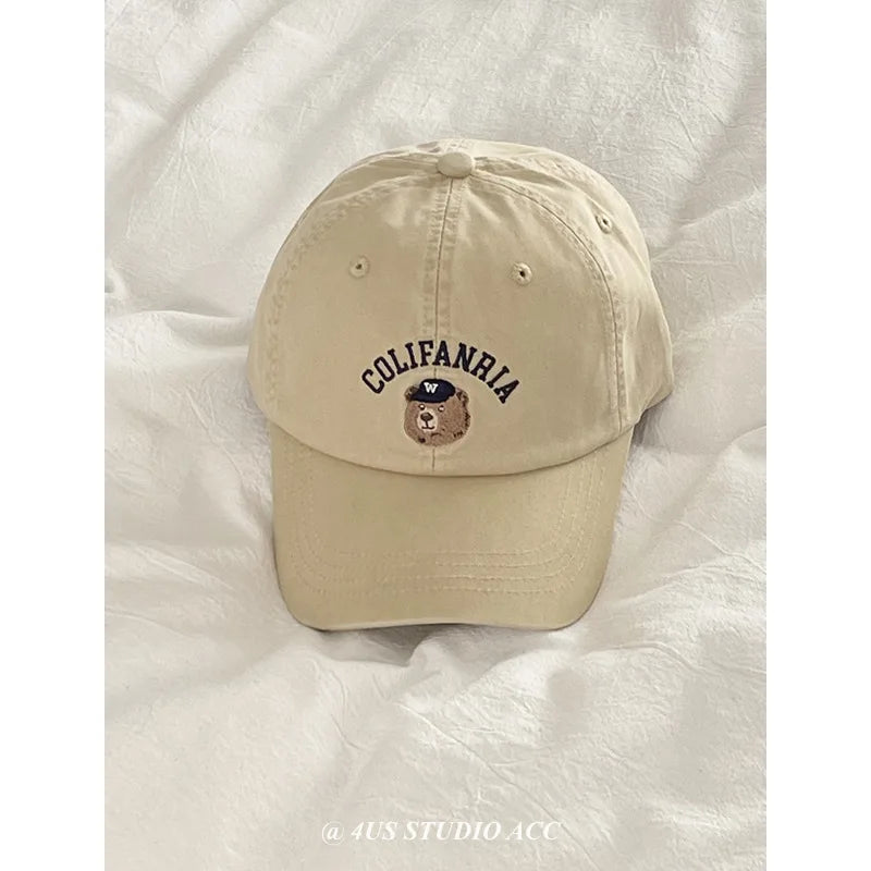 Casual Embroidered Bear Baseball Hat