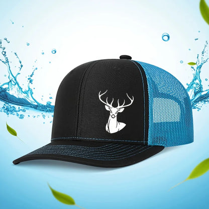 White Deer Head Printed Baseball Cap for Men and Women