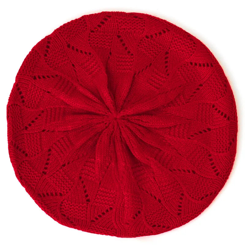 Women's Plain Color Knit Beret Hat Ladies French Artist Beret Hats