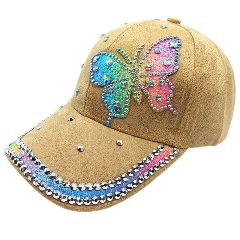 2000s Butterfly Pattern Baseball Cap Long Brims Sun Hat