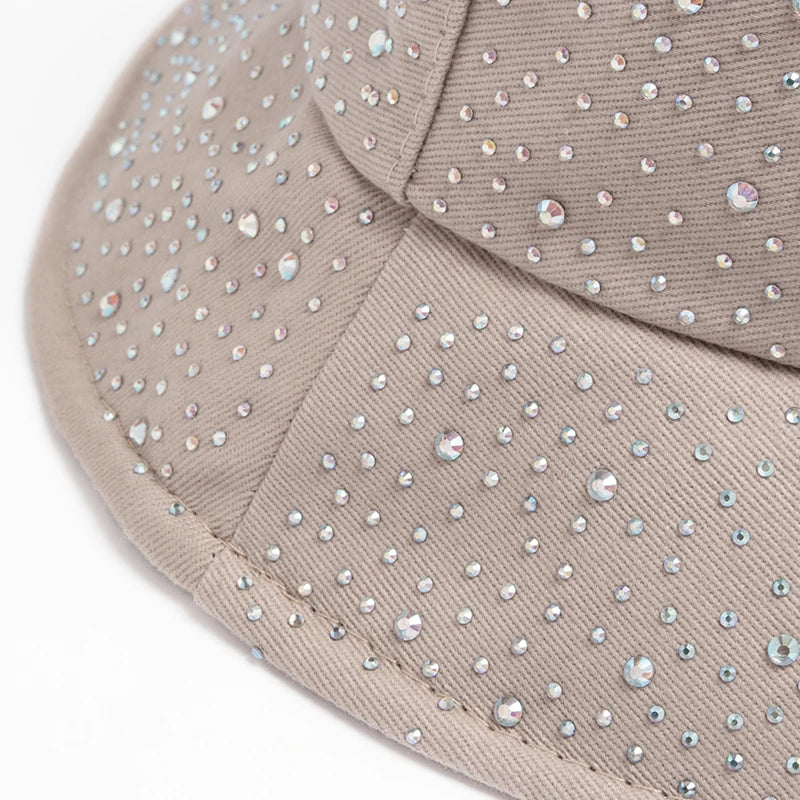 Summer Women Bucket Hat Fashion Colorful Rhinestones Cap
