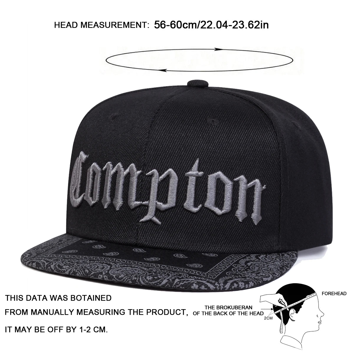 Unisex Compton Letter Embroidery Baseball Hats Spring Autumn