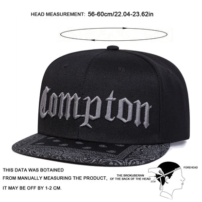 Unisex Compton Letter Embroidery Baseball Hats Spring Autumn