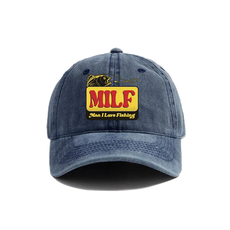 Man I Love Fishing Baseball Cap Vintage Distressed Dad Hats