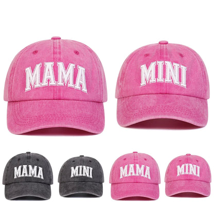 Unisex Parent Child Mama/Mimi Embroidery Wash Baseball Caps