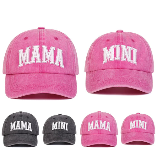 Unisex Parent Child Mama/Mimi Embroidery Wash Baseball Caps