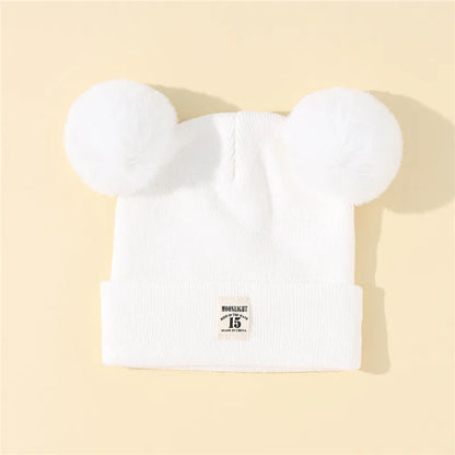 Autumn Winter Baby Warm Knitted Hats With Pom Kids Knit Beanie Hat Solid Color Children Hat