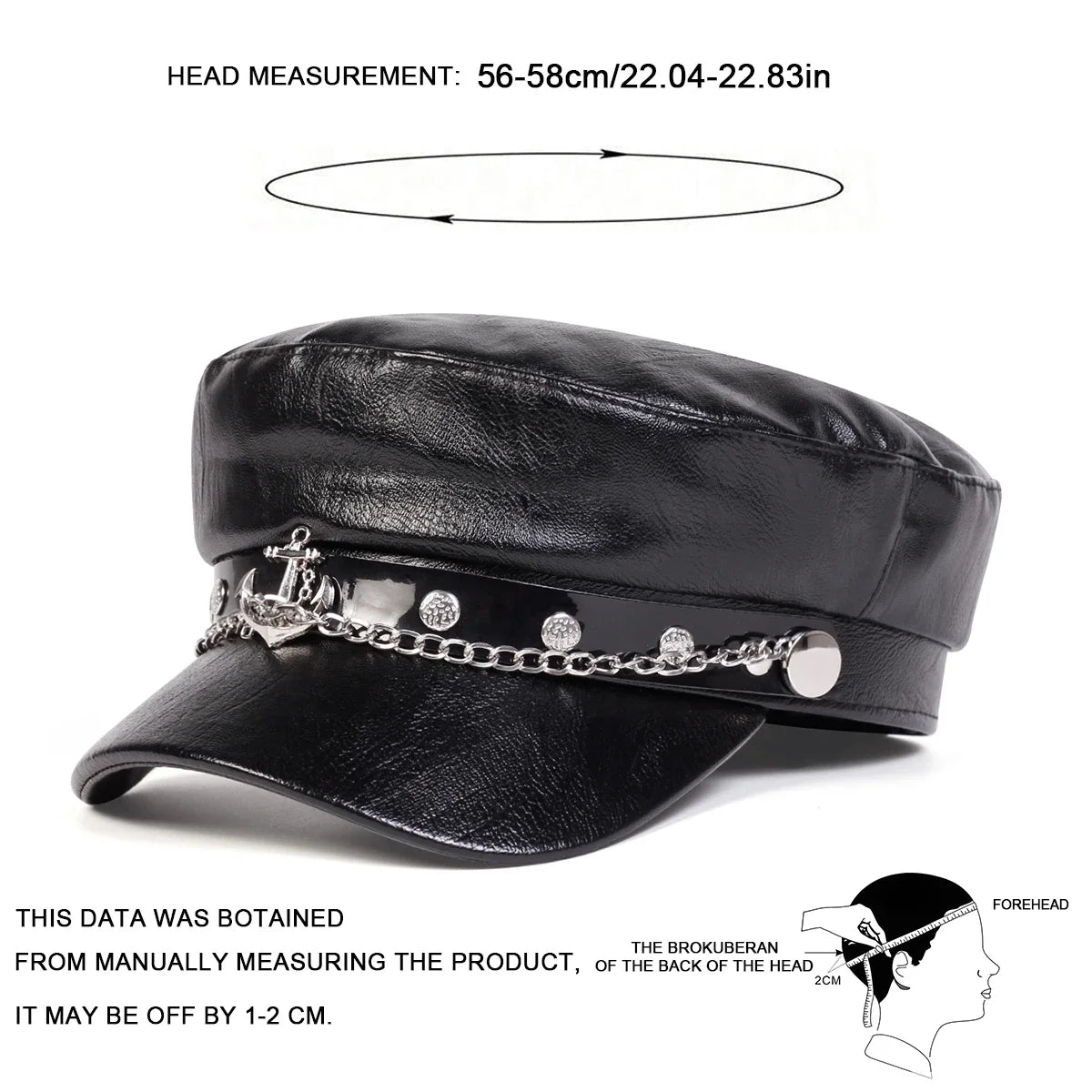 Unisex Ship Anchor Chain Buckle Leather Hat