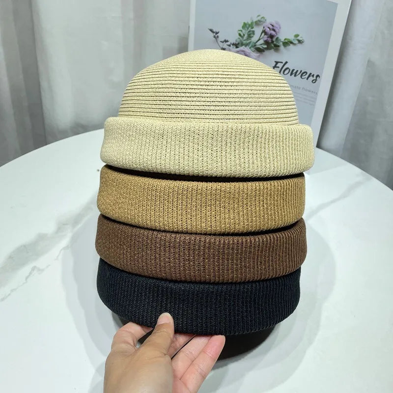 Japanese Simple Blade Roll Cap Beanies Landlord Hat