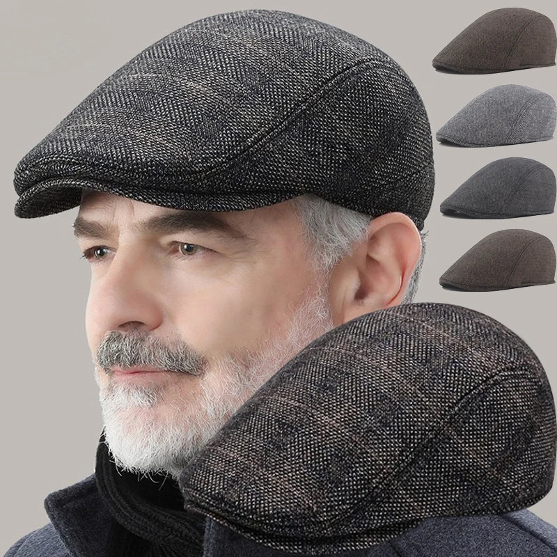 Fashion Berets Men High Quality Autumn Winter Wool Hat Herringbone Flat Cap