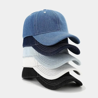 Solid Color Denim Baseball Cap For Women Korean