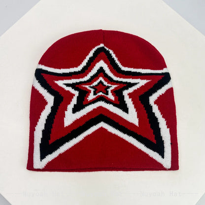 New Men Women Jacquard Five Pointed Star Love Knitted Hats