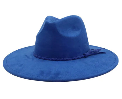 Vegan Suede Hat Teardrop Shape 9.5cm Wide Brim Fedora Hat Men's And Women's