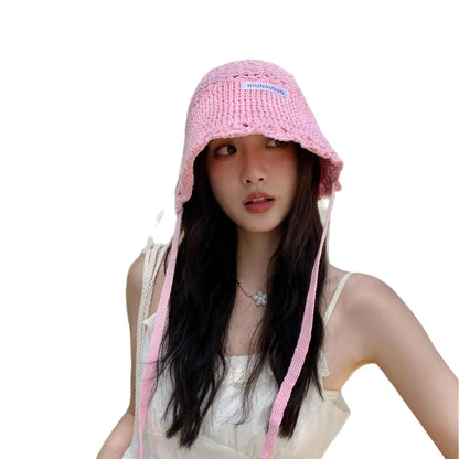 Women's Sun Hats Fashion Blue Cap Woven Fisherman's Hat