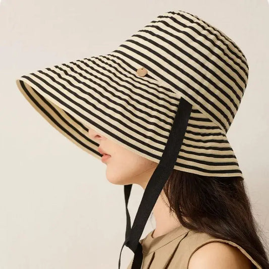 Striped Sunglasses Hat Versatile Sun Hat