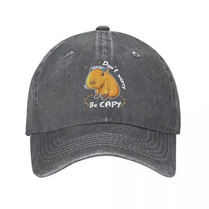 Classic Denim Capybara Don't Worry Be Capy Baseball Cap Men Women Spring Autumn