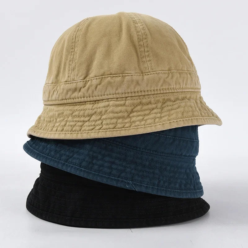 Washed Cotton Bucket Hats Packable Summer Outdoor Cap