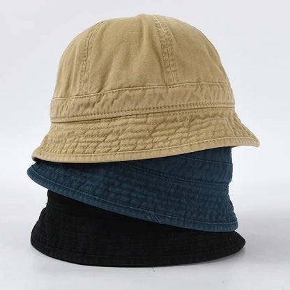 Washed Cotton Bucket Hats Packable Summer Outdoor Cap