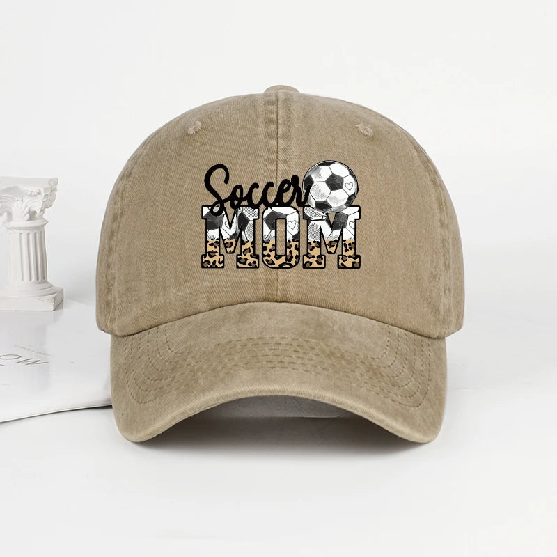 Leopard Print Soccer Mom Washed Baseball Cap