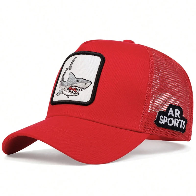 Unisex Shark Patch Embroidery Baseball Net Caps Spring Summer