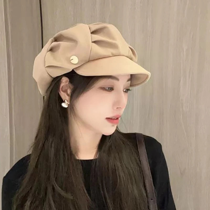 Octagonal Beret Hats Wool Newsboy Hat Women