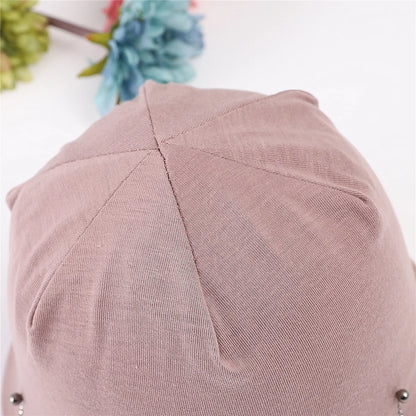 Women's New Double-Layer Cotton Bead Pullover Hat