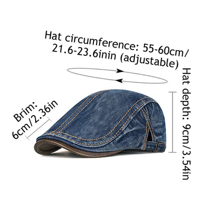 Vintage Washed Denim Gatsby Cap Ivy Flat Forwards Hat