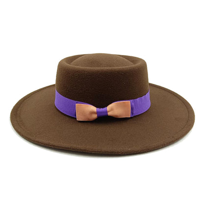 New Oversized Edge Flat Top Hat Retro French Felt Hat