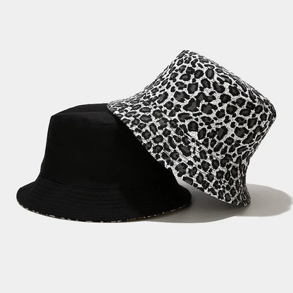 Reversible Bucket Hats Unisex Leopard Print Fisherman Hat