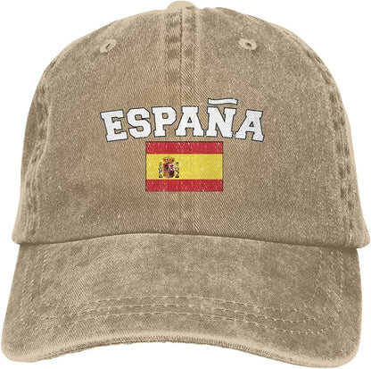 Espana Flag of Spain Spanish Denim Hats for Mens Womens Baseball Caps