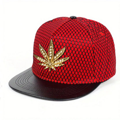 Unisex Diamond Hemp Leaf Label Hip-Hop Hats Spring Autumn