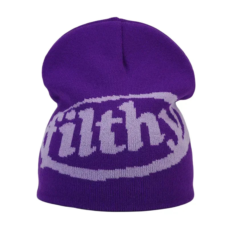Y2K Letter Knitted Winter Autumn Beanie Cap Men Women
