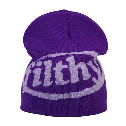 Y2K Letter Knitted Winter Autumn Beanie Cap Men Women